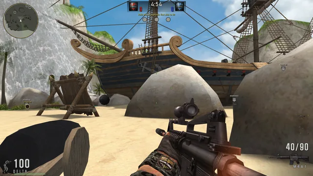 A cannon ball in flight over the beach