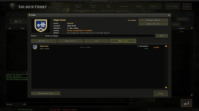 The clan's card with its new emblem