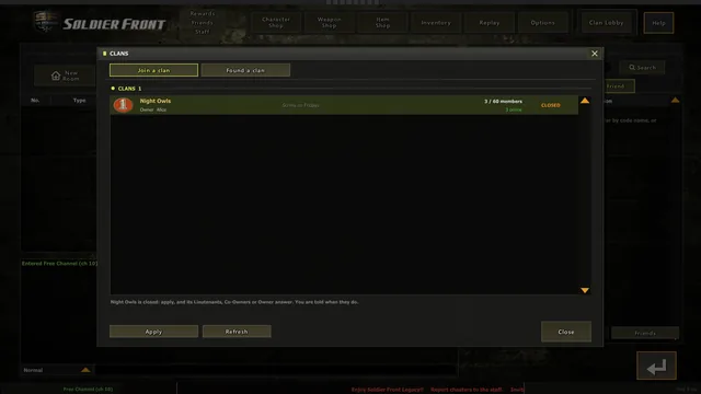 Join a clan: the clans there are, each Open or Closed