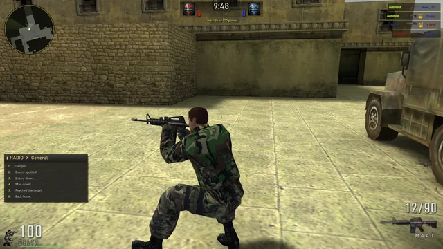 Walking crouched, in third person