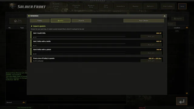 Rewards, Quests: three a day, and what doing all of them pays