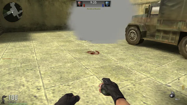 A smoke grenade at its fullest: drawn in full for everyone, whatever their options