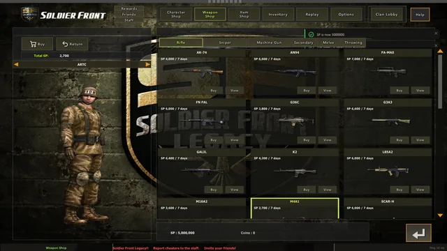 The Weapon Shop: each gun for 7, 30 or 90 days, or for good